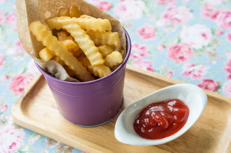 French fries on the tableの写真素材