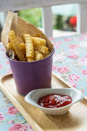 French fries on the tableの写真素材