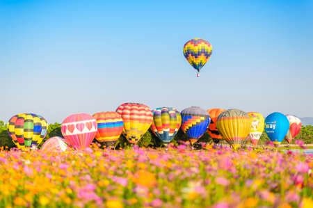 CHIANGRAI, THAILAND - February 16 2018: Hot air balloons at Singha park Chiangrai in Singhapark Chiangrai International BalloonFiesta 2018.のeditorial素材