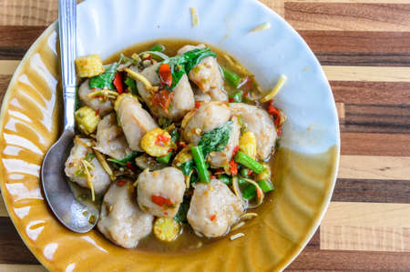 Thai Stir-Fried Spicy Fishの写真素材