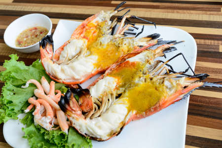 Grilled giant Prawnの写真素材