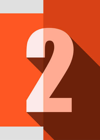 Number 2 flat design illustration on orange background.