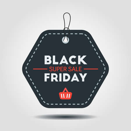 Black Friday Sale Black Tag in Hexagon Banner Illustration.のイラスト素材