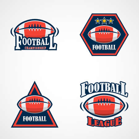 Set of American Football Logo Template. Vector College Logos Illustrationのイラスト素材