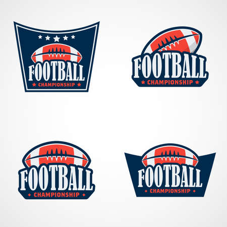 Set of American Football Logo Template. Vector College Logos Illustrationのイラスト素材