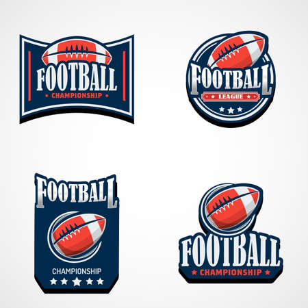 Set of American Football Template. Vector College Illustrationのイラスト素材