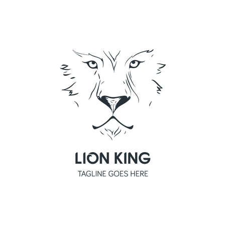 Lion Head Logo Template. Hand Drawn Creative Logo Vector Illustrationのイラスト素材