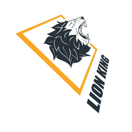 Lion Head Logo Template. Hand Drawn Creative Logo Vector Illustrationのイラスト素材