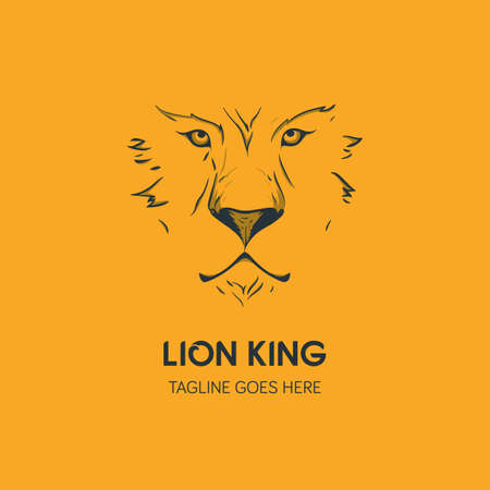 Lion Head Logo Template. Hand Drawn Creative Logo Vector Illustrationのイラスト素材