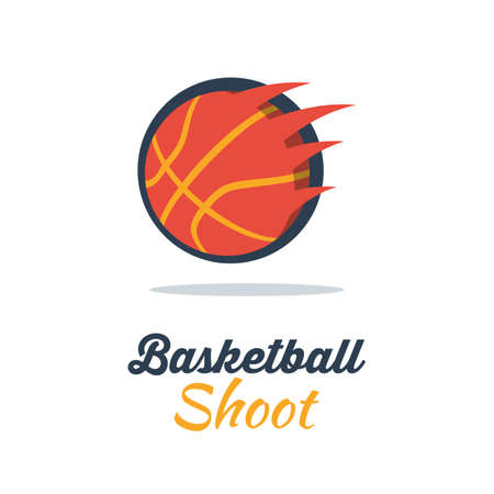 Silhouette of Basketball Ball. Basketball Logo Template with Swooshing Effect. Shooting Ball Vector Illustrationのイラスト素材