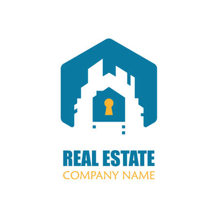 Modern Real Estate Logo Template Vector Illustration. Creative Abstract Home Logo for Apartment, House, Property Development, Construction, Business Cardのイラスト素材