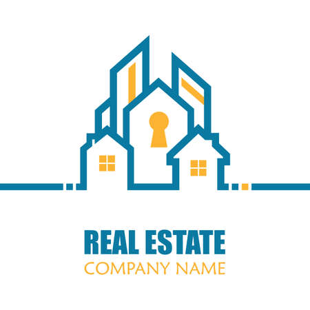 Modern Real Estate Logo Template Vector Illustration. Creative Abstract Home Logo for Apartment, House, Property Development, Construction, Business Cardのイラスト素材