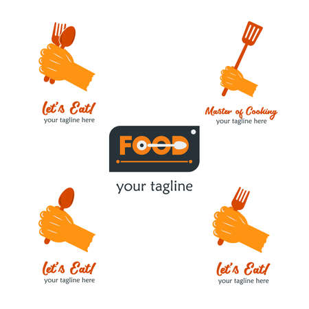 Set of Modern Food Logo Template Vector Illustration. Creative Food and Cooking Business Logoのイラスト素材