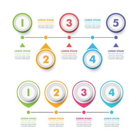 Set of Business Infographic Template.Modern Infographics Timeline Design Template.Vector Illustrationのイラスト素材