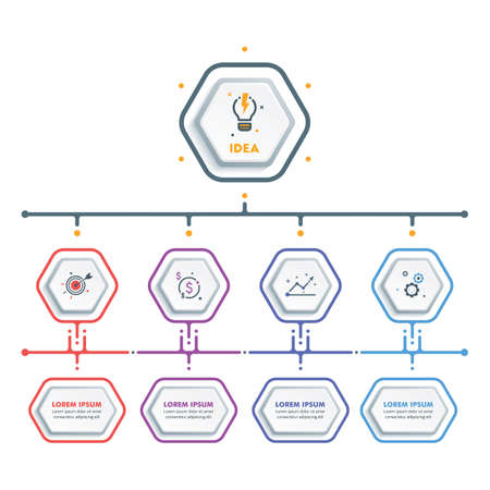 Business Infographic Template.Modern Hexagonal Infographics Timeline Design Template.Vector Illustrationのイラスト素材