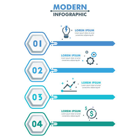 Modern Hexagonal Infographics Timeline Design Template Vector Illustrationのイラスト素材
