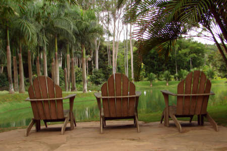  beanch by a lake                              の写真素材