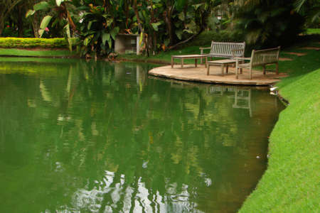 beanches by a lake                               の写真素材