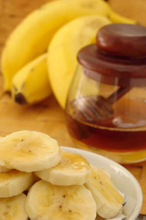 Banana and honey breakfast compositionの写真素材