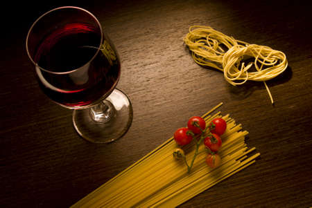 Wine and pastaの写真素材