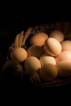 Basket with lots of eggsの写真素材