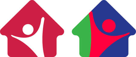 Unity and peace vector symbol design. Orphan people love and care icon. Healthy kids in home symbol.のイラスト素材