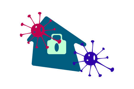 home quarantine for coronavirus . Home lock downのイラスト素材