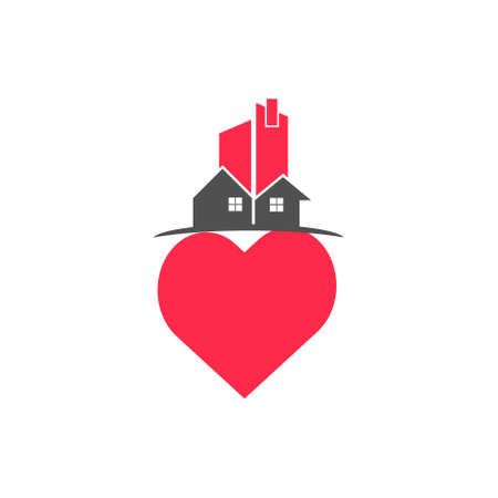 real estate on the love heart iconのイラスト素材