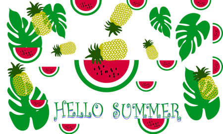 Hello summer-lettering with watermelon