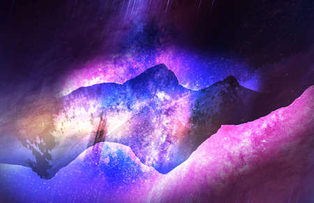 Abstract dark blue background  and  rays of light effect , night starry sky