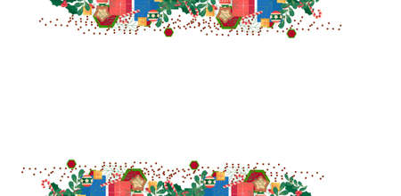 Merry Christmas and Happy Holidays greeting card, Christmas gifts banner.のイラスト素材