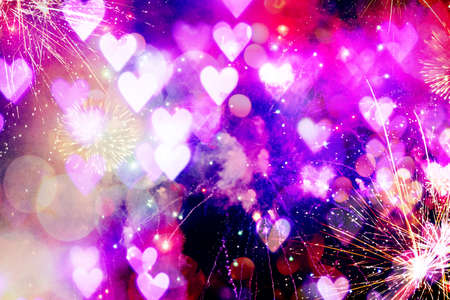 Abstract bokeh background. heart bokehの写真素材