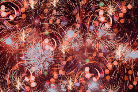 Abstract Background With colorful Fireworks background. Many colorful Background of new year day celebrationの写真素材
