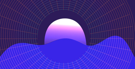 beautiful abstract neon background, abstract geometric background with polygonal structure, colored neon lights, retro styleのイラスト素材