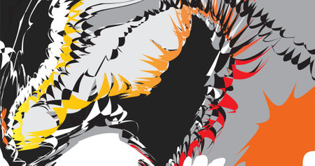 Abstract background with geometric shapes in black, gray and orange colors.のイラスト素材