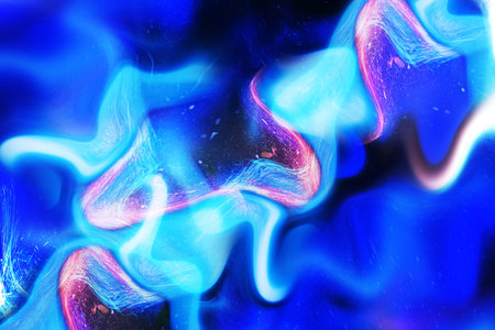 abstract blue background with some smooth lines and sparkles in itの写真素材