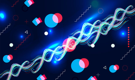 Abstract background with neon lines and circles. Vector illustration for your design.