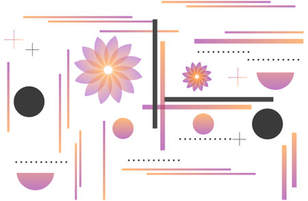 abstract Retro geometric background. Gradient color poster with the flat figures. Banner Designのイラスト素材