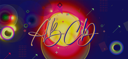 Abstract colorful background with geometric elements and lettering. Vector illustration.のイラスト素材