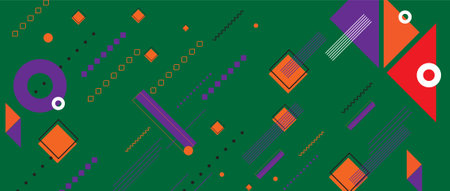 Abstract background with geometric shapes, lines, dots. Vector illustration.のイラスト素材