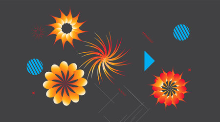 abstract background with flowers and geometric elements. Vector Illustration.のイラスト素材