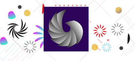 Abstract geometric shapes layout design template. Colorful Poster background modern art style. Design elements and shapes  can be used for backdrop, publication, flyer, advertisement,のイラスト素材