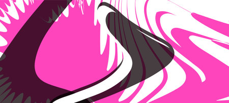 Abstract background with curved lines. Vector illustration. Pink and black colors.のイラスト素材
