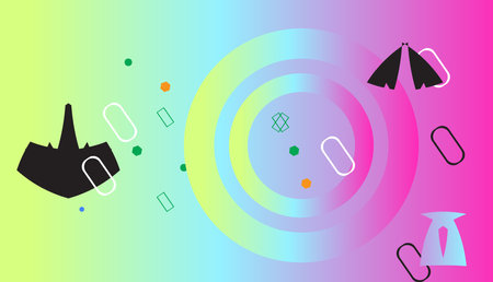 Colorful abstract background with paper clips and buttons. Vector illustration.