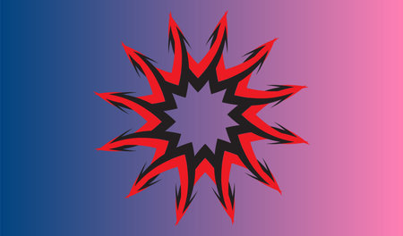 illustration of an explosion on a blue and pink gradient background.のイラスト素材