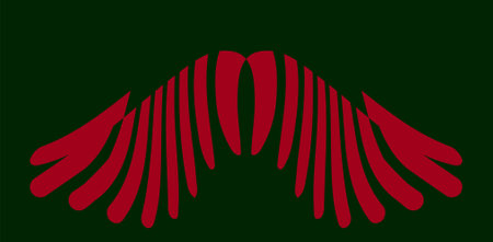 Red wings on a dark green background. Vector illustration of wings.のイラスト素材