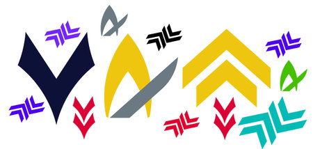 A set of arrows in various shapes and colors. Vector illustration.のイラスト素材