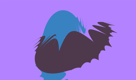 abstract blue and purple background with a bird in its beakのイラスト素材