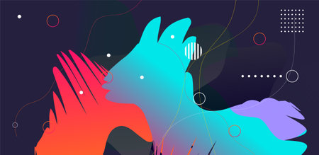 Abstract background with female silhouette and geometric shapes. Vector Illustration.のイラスト素材