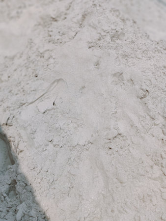 Close up of white sand in the salt lake. Salt texture background.の写真素材